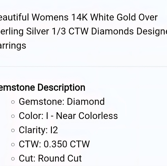 .035 CTW Diamond Hoop 14K White Gold Over Sterling Silver Earrings - Picture 7 of 8